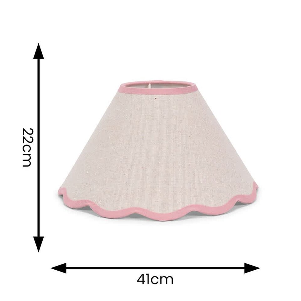 image 1 of ValueLights Florie Natural Large Taper Lamp Shade Scallop Pink Trim | Pink
