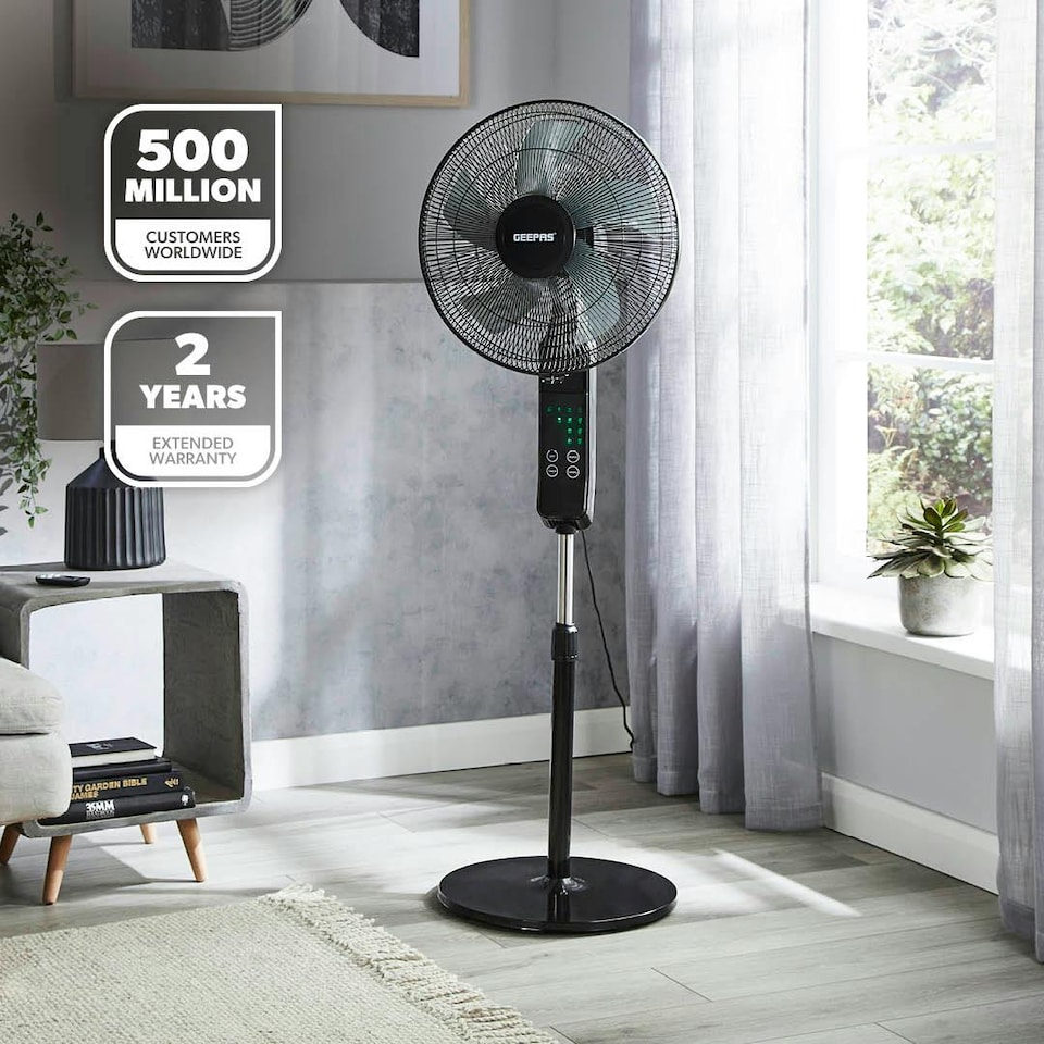 image 1 of GEEPAS 16 inch Pedestal Fan with Remote Control 60W