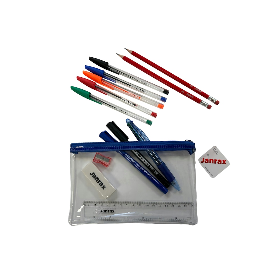 image 1 of Stationery Filled Blue Zip 8x5" Pencil Case