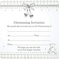Pack of 10 White Booties Christening Invitations