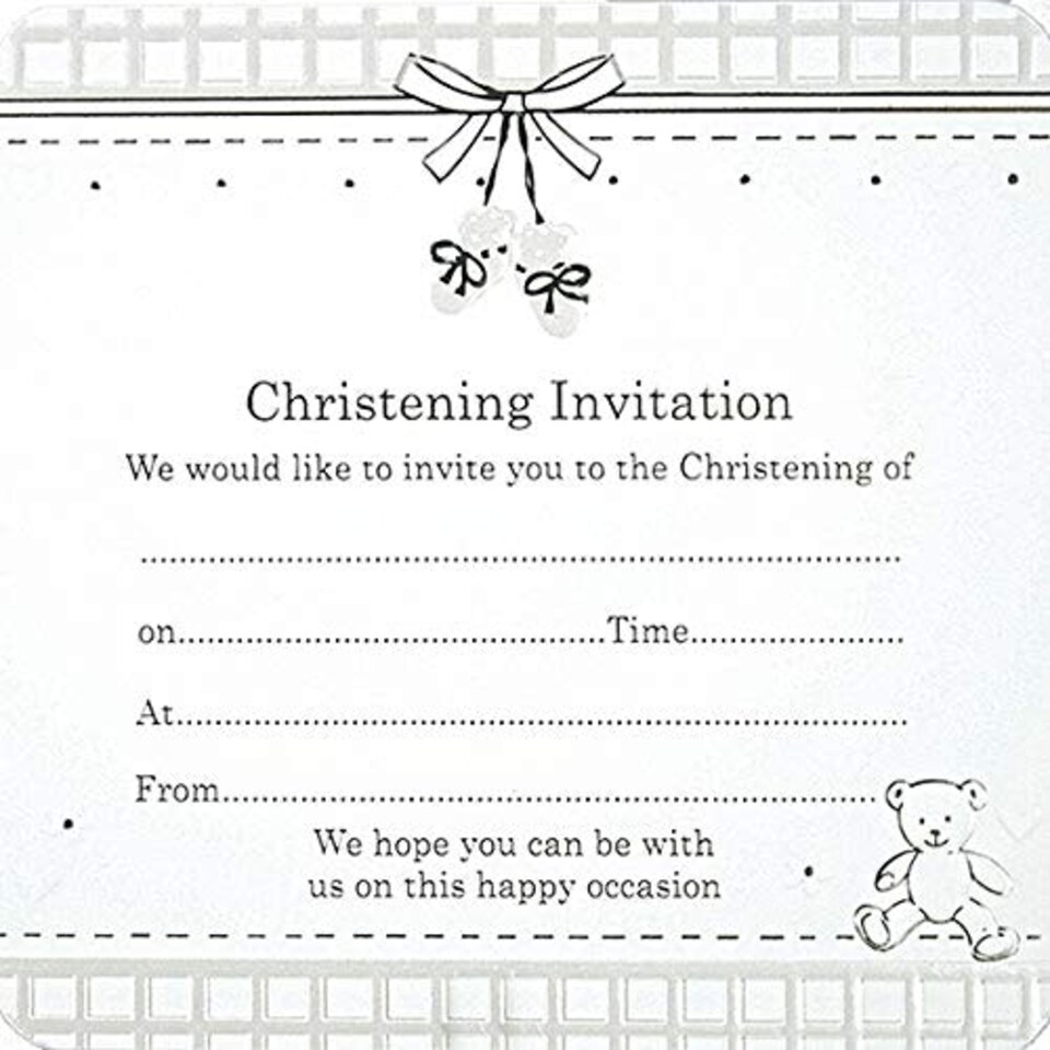 image 1 of Pack of 10 White Booties Christening Invitations
