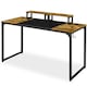 image 1 of Yaheetech Large Computer Desk with Movable Monitor Stands Brown | Rustic Brown