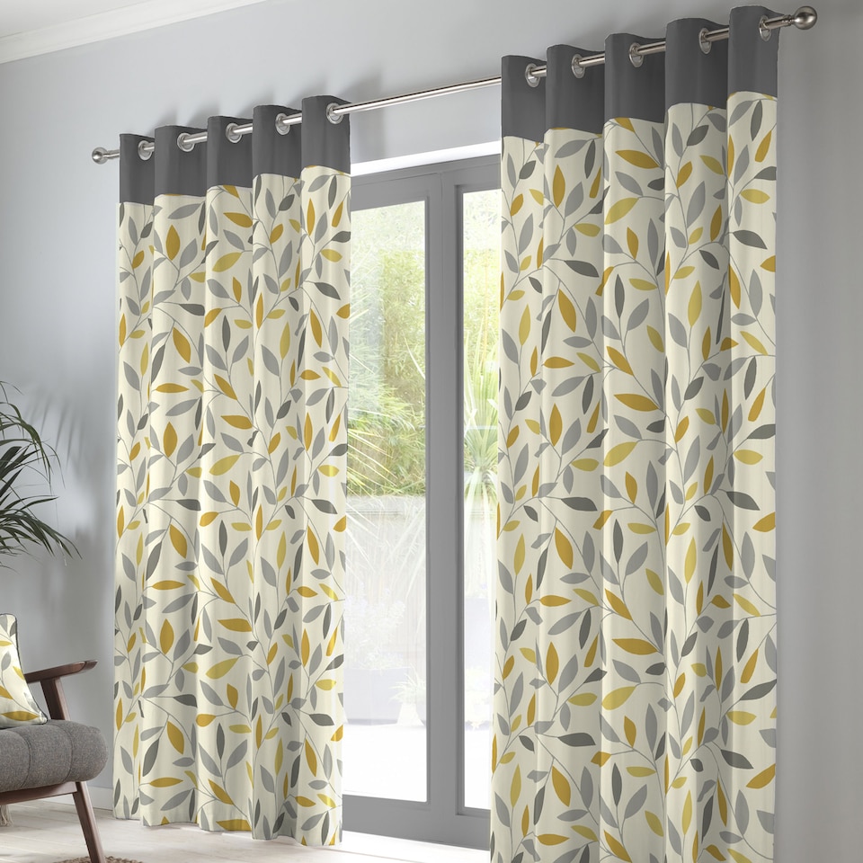 image 1 of Fusion Beechwood Eyelet Curtains Ochre
