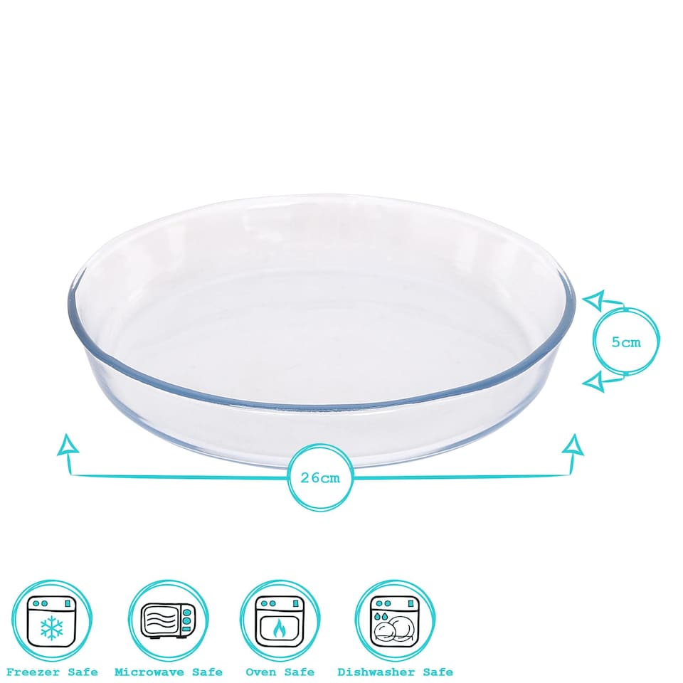 image 1 of Argon Tableware Round Glass Oven Dish - 26cm x 26cm | Clear | Clear | 26cm x 26cm