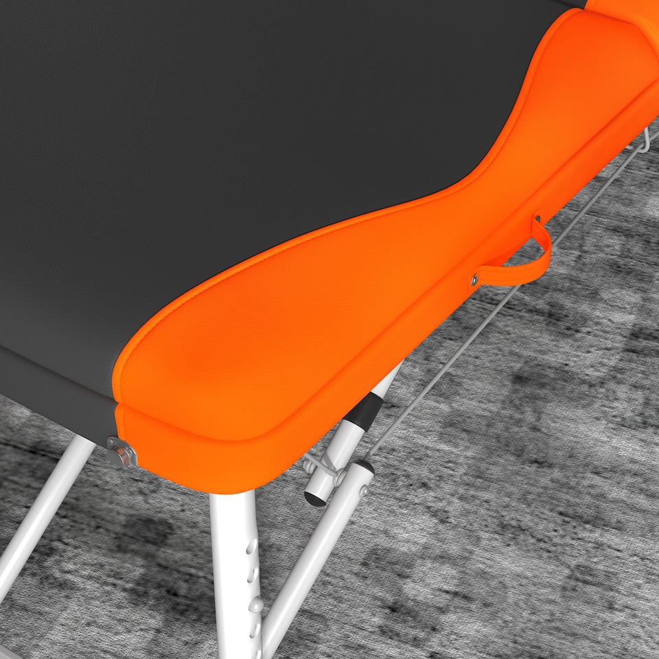 image 1 of HOMCOM Foldable Massage Bed Portable Table, 3-Section Aluminium Foldable Beauty Couch, Professional Salon Spa Table with Headrest Support and Carry Bag, 60 cm Width, Black and Orange