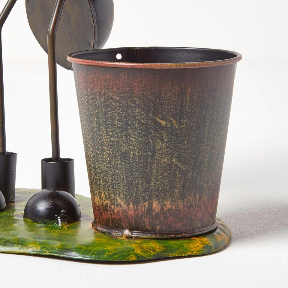 image 1 of Homescapes Metal Ant with Bouquet and Flower Pot - 32 cm Tall