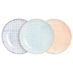 image 1 of Nicola Spring Hand-Printed Dinner Plates - 25.5cm - 3 Colours - Pack of 6 | Multi | Multi