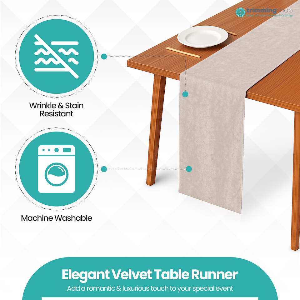 image 1 of Crushed Velvet Table Runner, Glitz Table Runners - 33 x 274cm