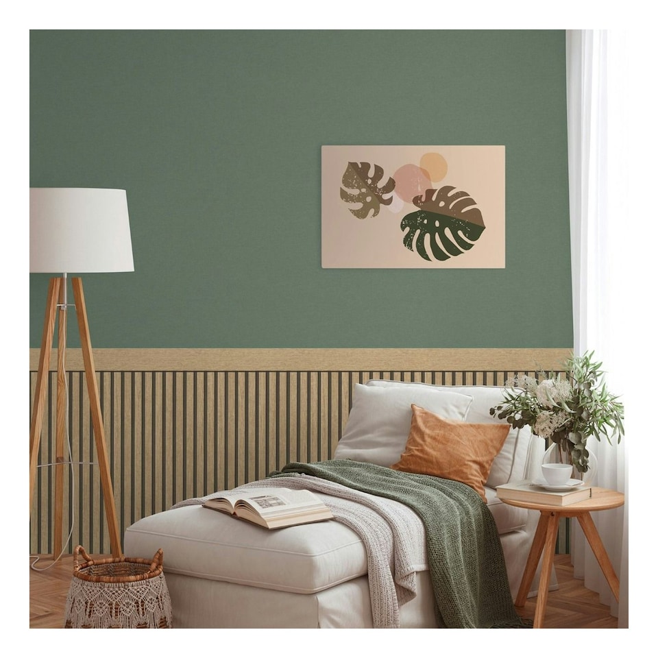 image 1 of AS Creation Wood Slats Dado Panel Wallpaper - Natural/Black - 5m x 106cm Cream