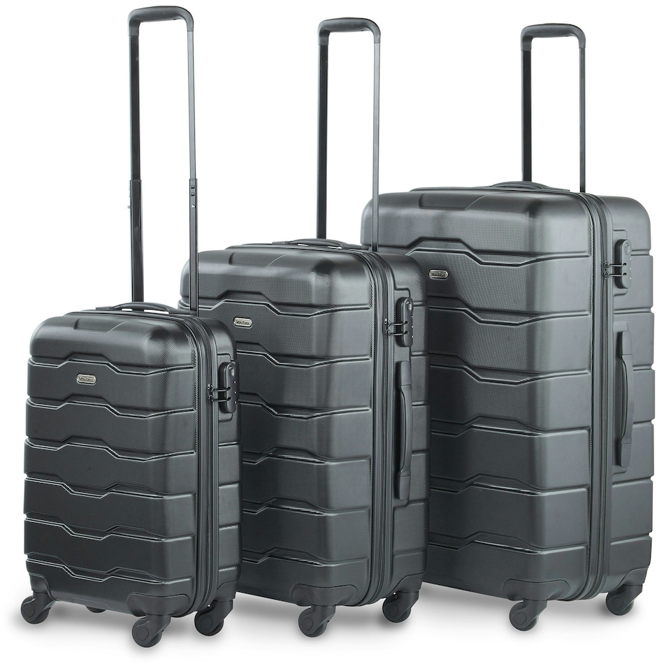 image 1 of VonHaus 3pc Black Luggage Set, 360° Silent Spinner Wheels