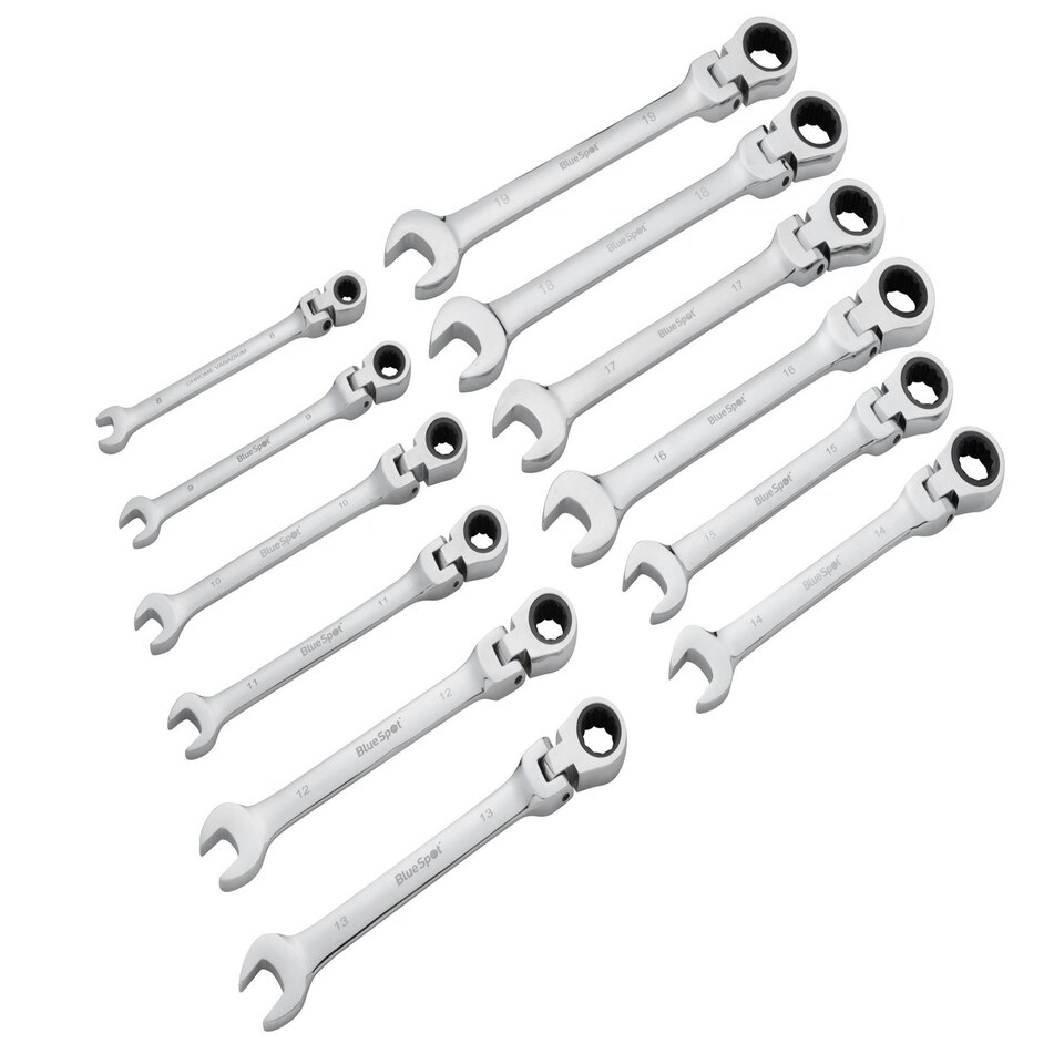 image 1 of Blue Spot Tools - 12PCE Flexible Metric Ratchet Spanner Set (8-19mm)(With Case)