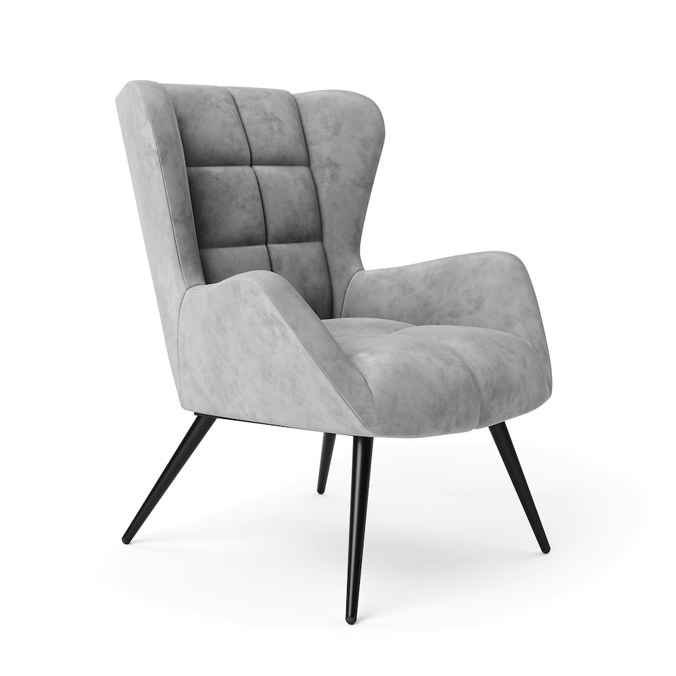 image 1 of Dalton Accent Chair in Velvet Grey | Grey | Grey | One Size