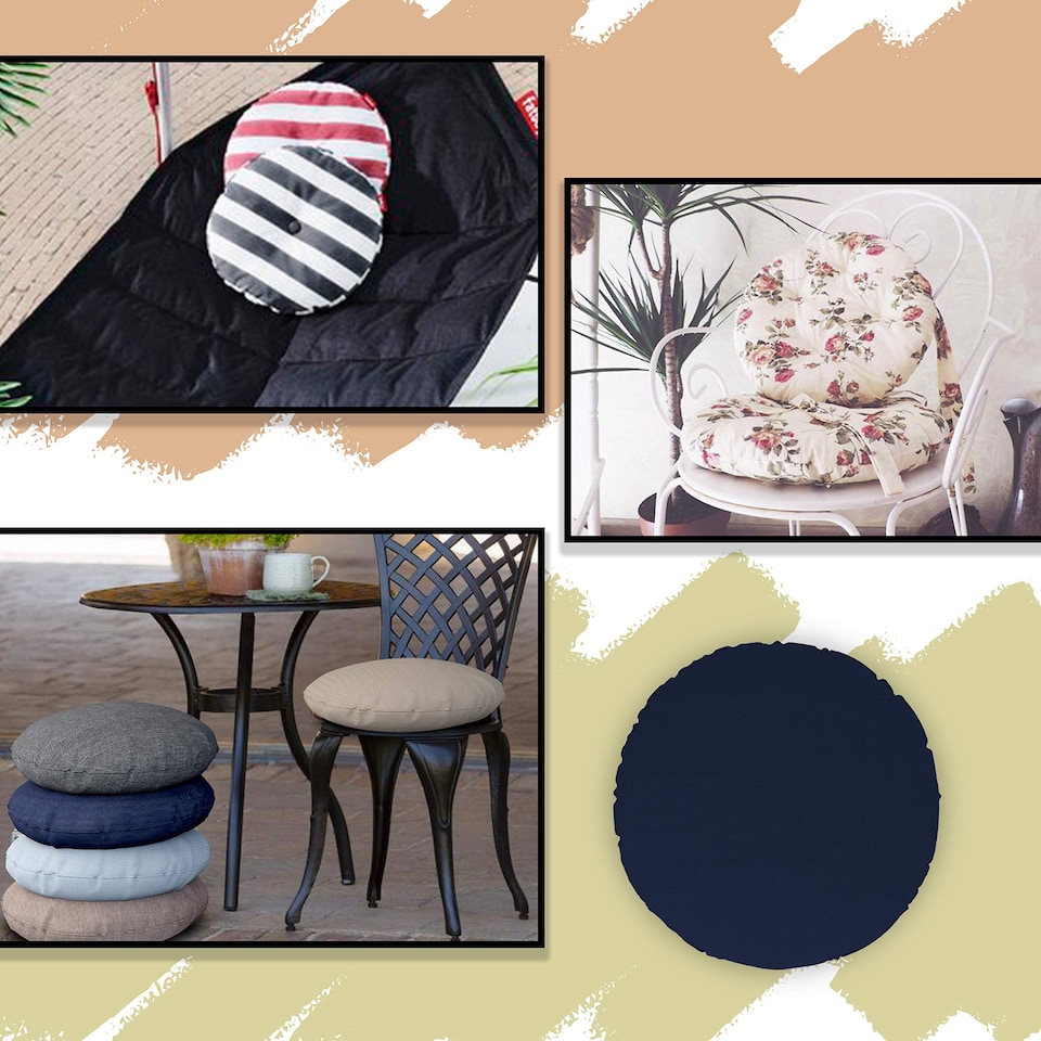 image 1 of Covers&All Round Pillow Cover, Weather & UV Resistant, with Zippers, Round 30in D x 30in W, Navy Blue