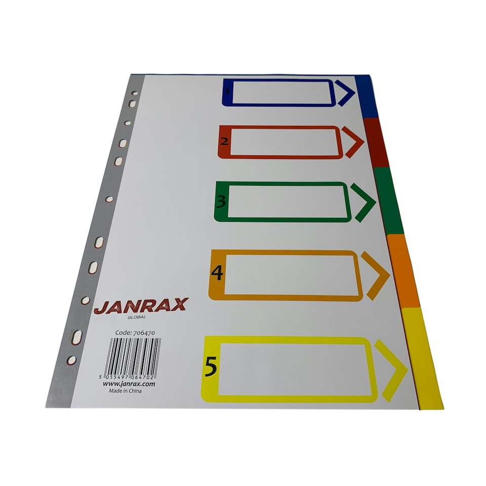 image 1 of A4 5 Part Polypropylene Dividers with Reinforced Index Cover
