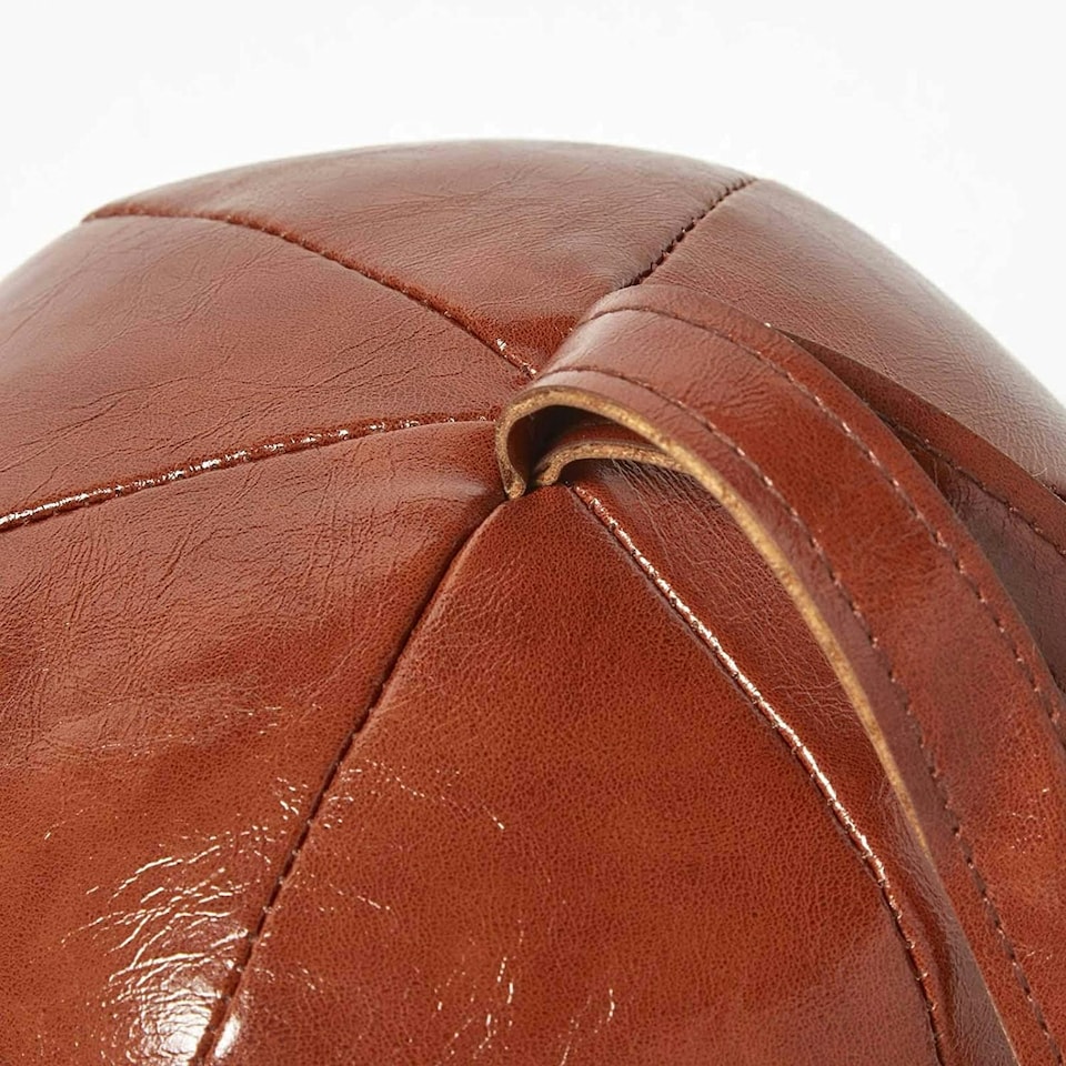 image 1 of Homescapes Brown Round Faux Leather Door Stop