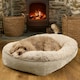image 2 of OHS Pet Bed Cushion Dog Cat Ribbed Soft Plump Plush Cosy Fleece Large Cream | L