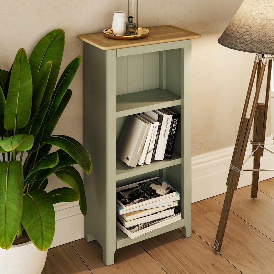 image 1 of Taberno Oak 3 Tier Bookcase Sage Green | Green