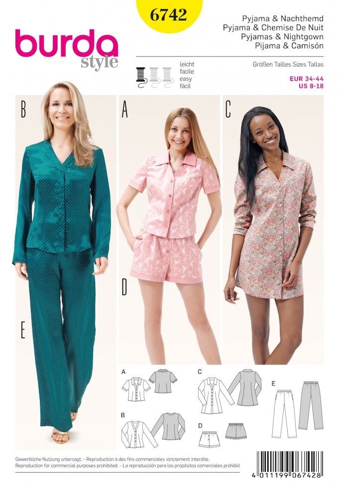 image 1 of Burda 6742 Paper Sewing Pattern – Women’s Dresses, Trousers, Shorts & Tops, UK Sizes 8–18, Easy