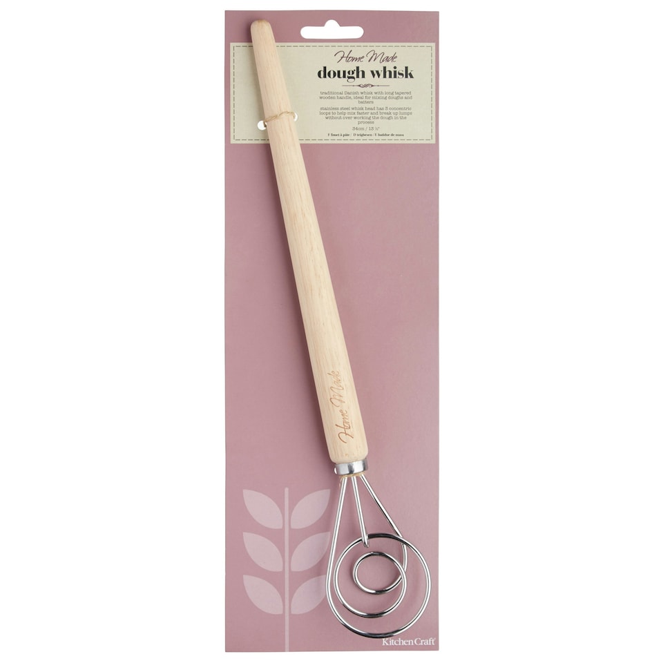 image 1 of KitchenCraft Dough Whisk Wood Stainless Steel 36cm