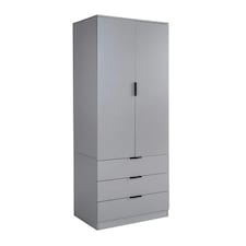 Wardrobe 2 Door 3 Drawers Bedroom Home Furniture Clothing Storage Shelf Grey