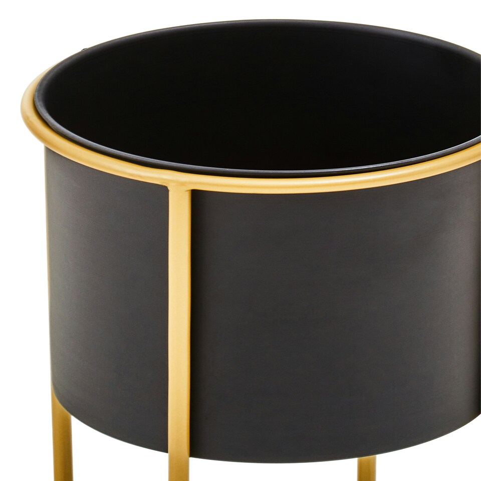 image 1 of Interiors by Premier Contemporary Design Large Black And Gold Floor Standing Planter, Stylish And Functional Large Outdoor Pots Gold