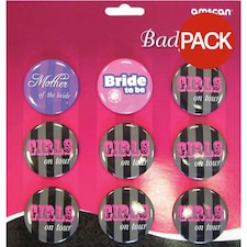 Amscan Bridal Shower Badge (Pack of 9) - Pink/Black/Purple - One Size