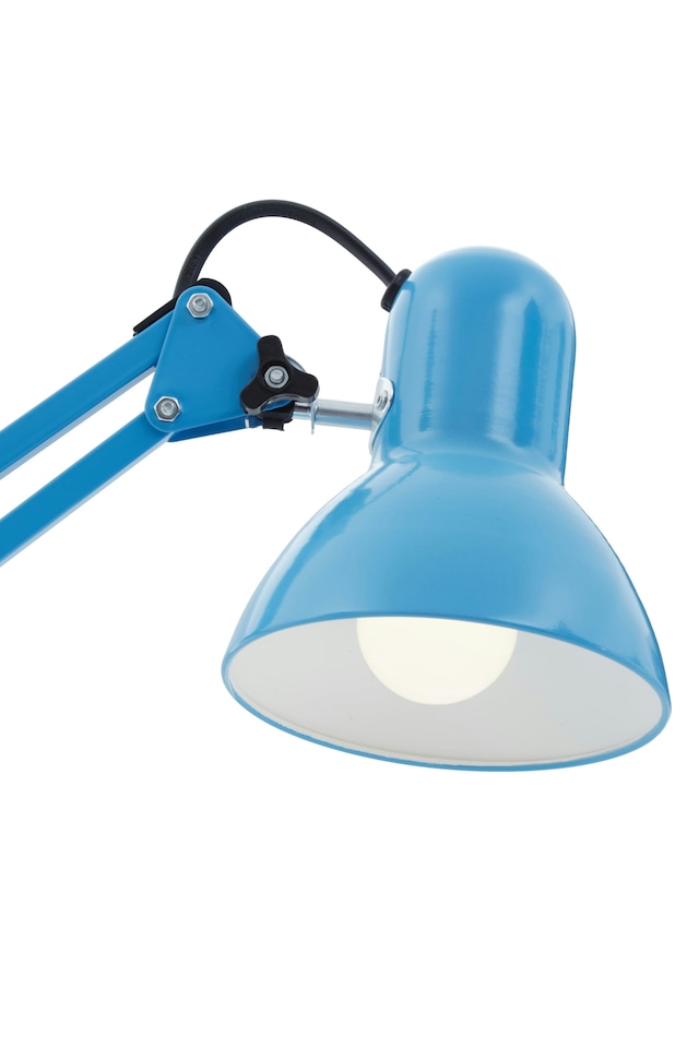 image 1 of Orsina Studio Blue Metal Desk Lamp, Adjustable Anglepoise Design Tall Table Lamps, Contemporary Blue Desk Lamp