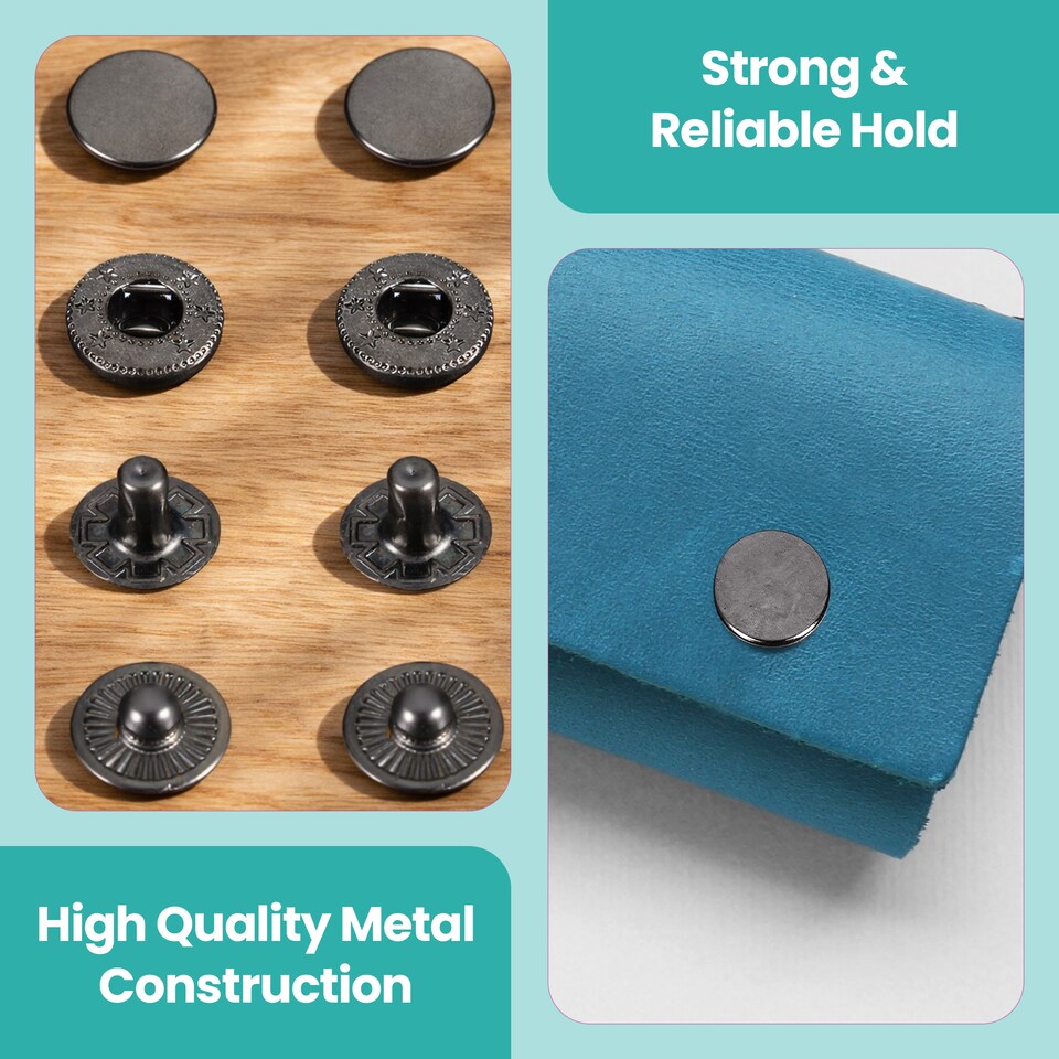 image 1 of 17mm S Spring Press Studs 4-Part, Durable & Lightweight - 10pcs