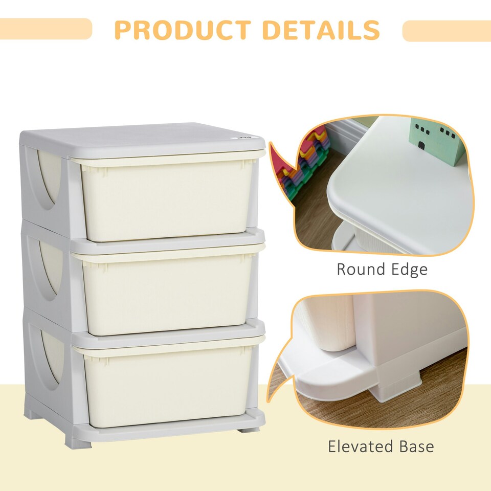 image 1 of HOMCOM Kids Storage Units with Drawers Chest Dresser Tower