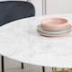 image 2 of Round Marble Dining Table with Gold Hairpin Style Leg - L120 x W120 x H75 cm - White White
