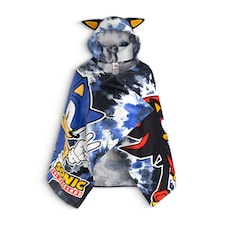 Sonic The Hedgehog Shadow Boys Black Blue Poncho Towel | Hooded Beachwear with 3D Hood Detail & Graphic Character Design | Kids Poolside Towel Robe | Sonic Merch