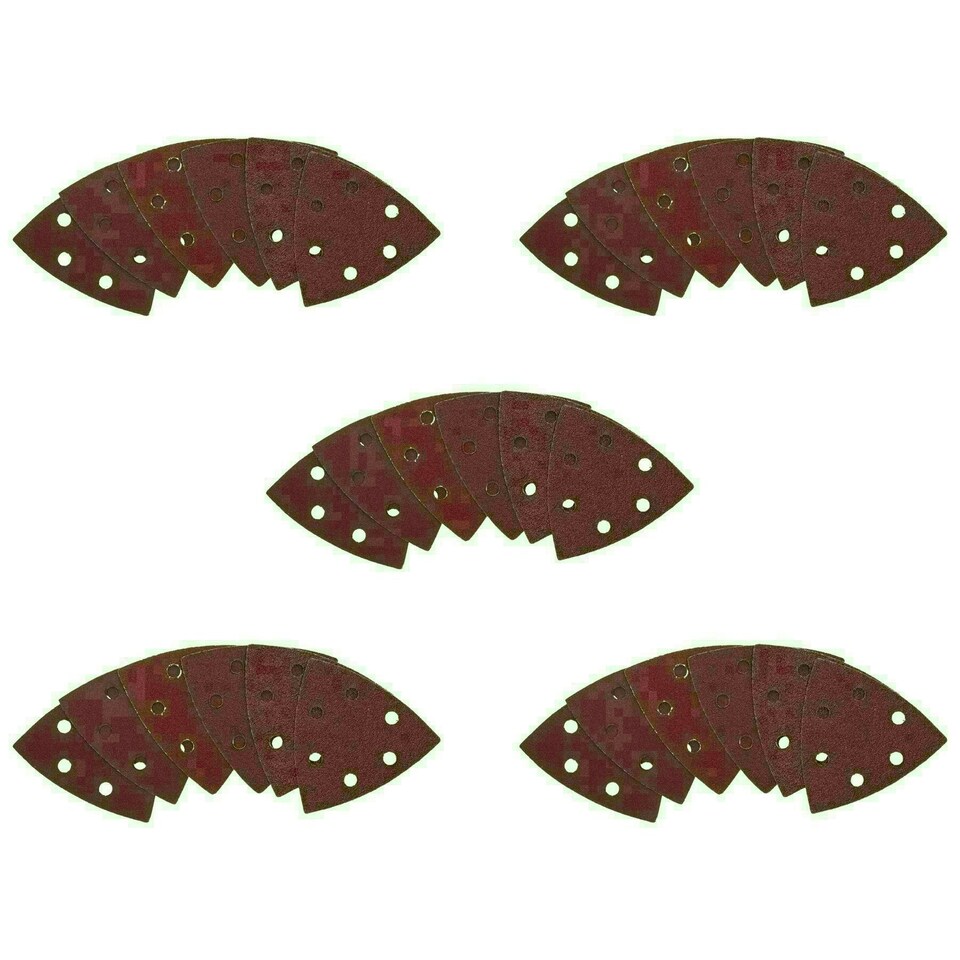 image 1 of Hook And Loop Delta Sanding Pads Discs 93mm Triangular Mixed Grit 30 Pack