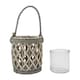 image 3 of JVL Luna Natural Willow Wood Lantern With Braided Rope Handle, Grey Wash