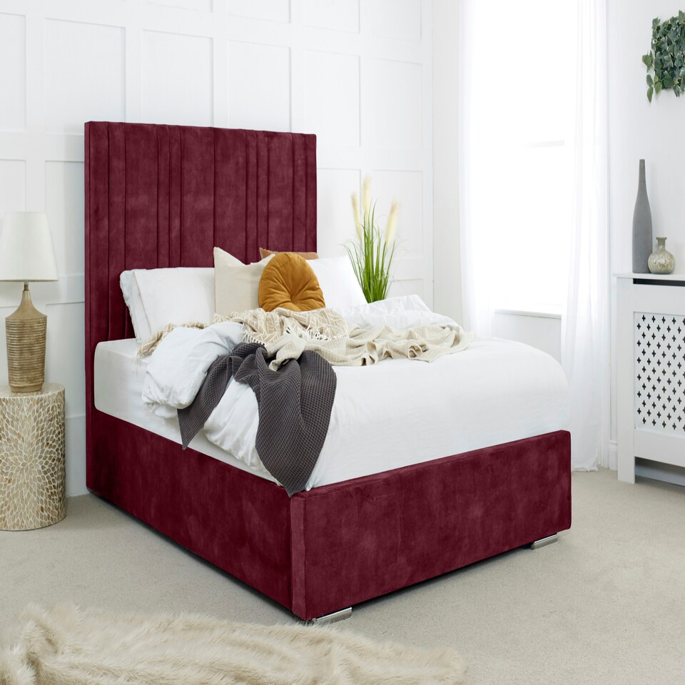 Fabio Plush King Bed Frame - Maroon