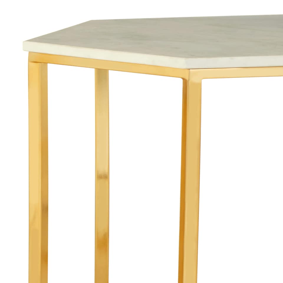 image 1 of Stunning Design Hexagonal Side Table, Versatile Metal Side Table For Livingroom, Functional Bedside Table Gold