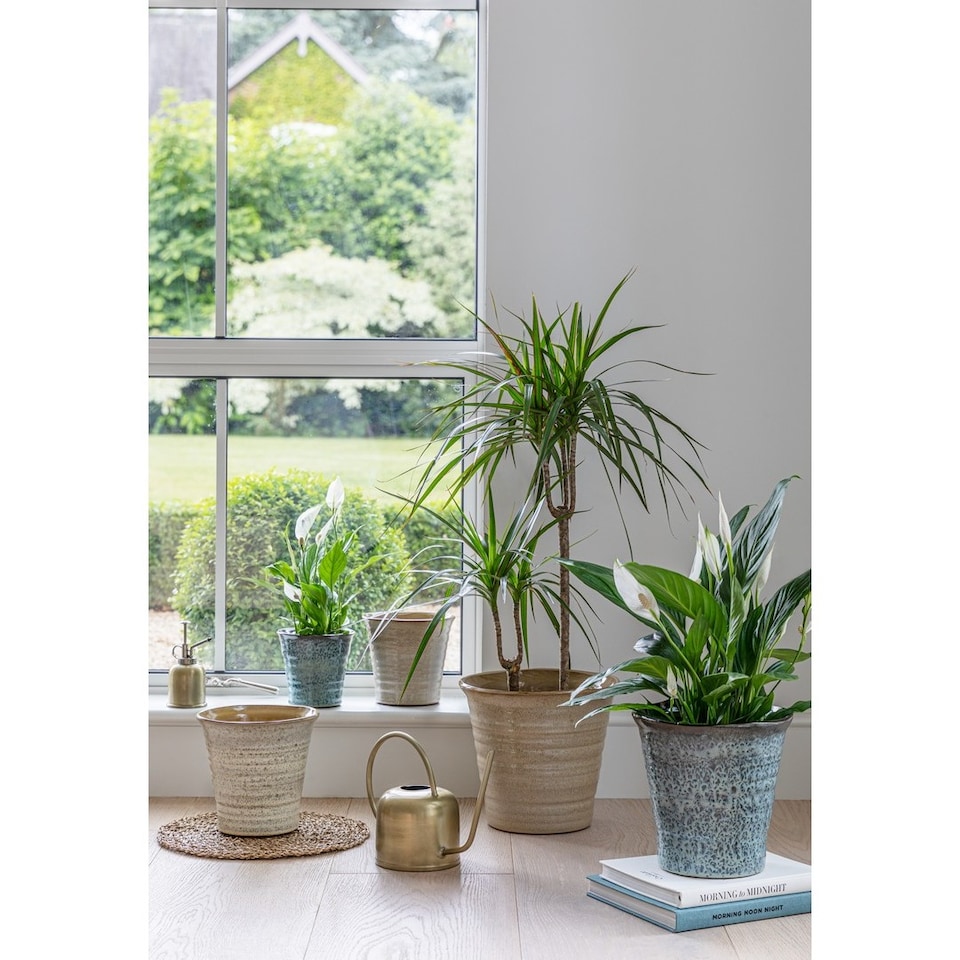 image 1 of Vallo Reactive Glaze Tapered Planter - L29.5 x W29.5 x H26.5 cm - Blue | Blue