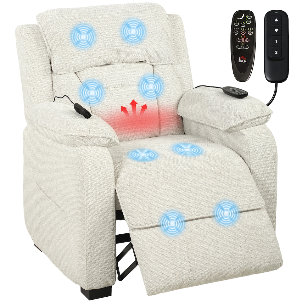 image 1 of HOMCOM Power Recliner Chair with Massage and Heat, Spring Seat