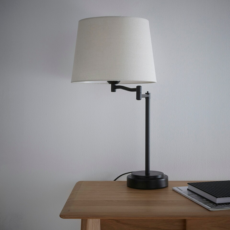 image 1 of Chancery Matt Black Swing Arm Table Lamp Black
