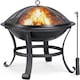 image 1 of Yaheetech Outdoor Fire Pit with Mesh Screen Cover Fire Poker Black