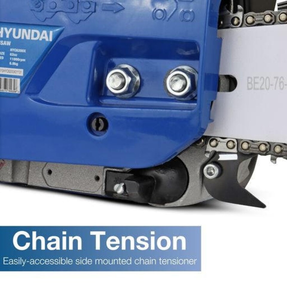 image 1 of Hyundai 20" 62cc Petrol Chainsaw, 2-Stroke Easy-Start | HYC6200X