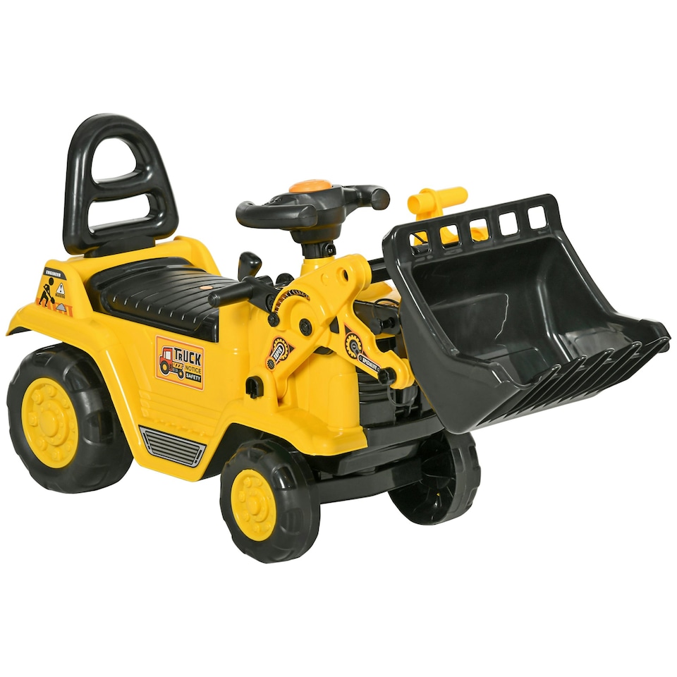 image 1 of HOMCOM Ride-On Bulldozer Toddler Digger Excavator Scooter Storage Cart