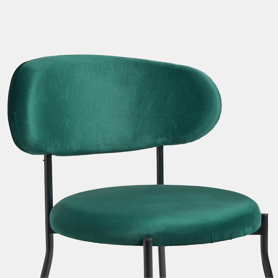 image 1 of OHS Matte Velvet Accent Dining Chair Padded Seat with Metal Legs | Green | Forest Green