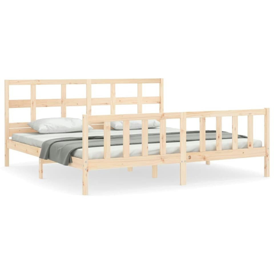 Bed Frame with Headboard Super King Size Solid Wood Tesco Groceries