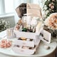 image 7 of Makeup Organiser Storage Box With Drawer - White | White