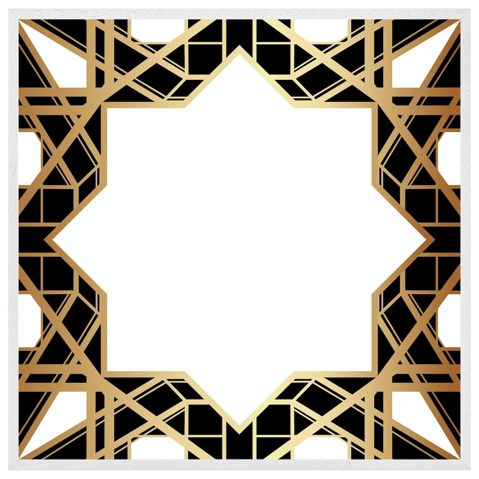 image 1 of Art deco star border (Picture Frame) White | S