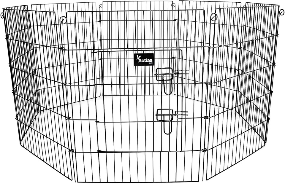 image 1 of Actiaspet Black Metal Drop Pin Play Pen Available in 4 Different Sizes (Black, Medium, 8)