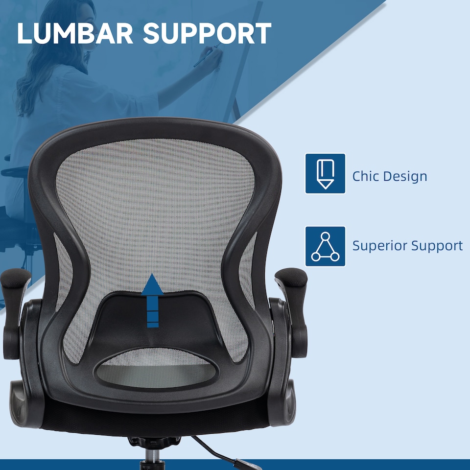 image 1 of Vinsetto Drafting Chair, Ergonomic Tall Office Chair with Flip-up Armrests, Mesh Back, Lumbar Support, Adjustable Height and Foot Ring, Swivel Wheels, for Standing Desk, Dark Grey | Grey