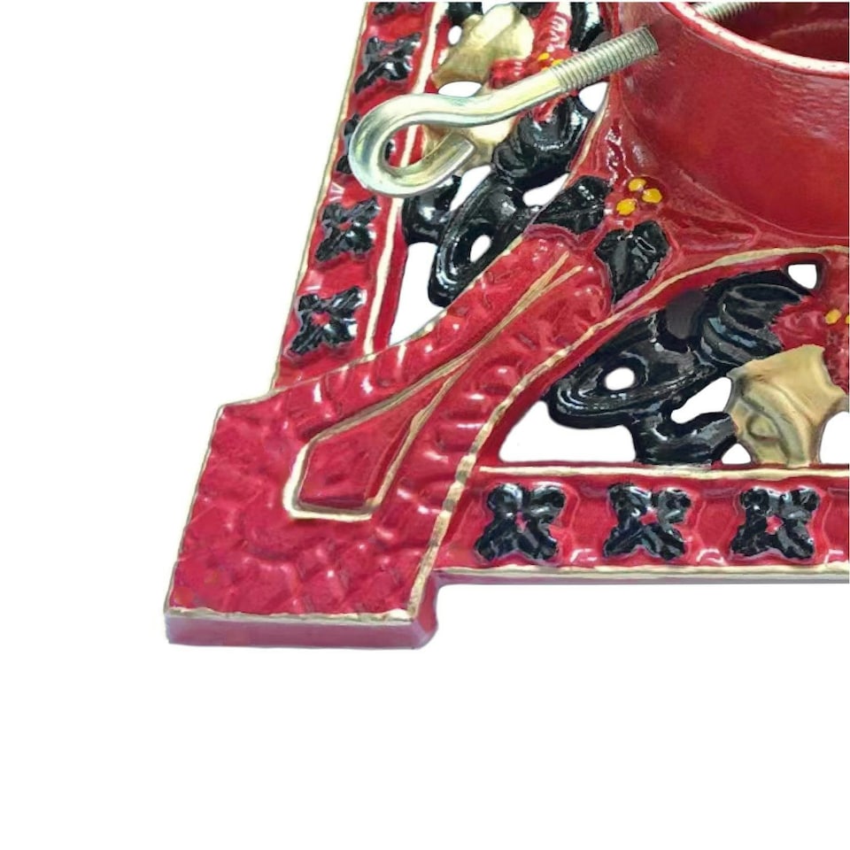 image 1 of Holly International Cast Iron Christmas Tree Stand for Real Trees up to 7ft - Victorian Red