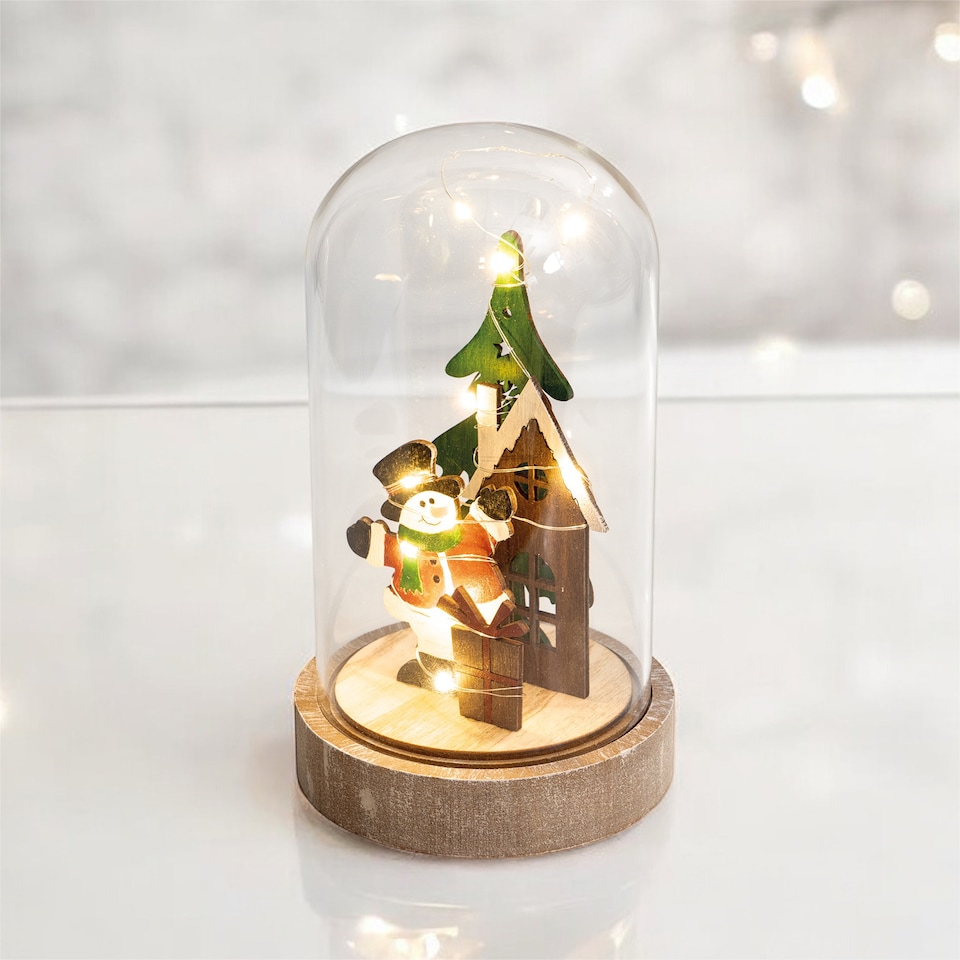 image 1 of St Helens Festive Cloche Scene (Snowman)