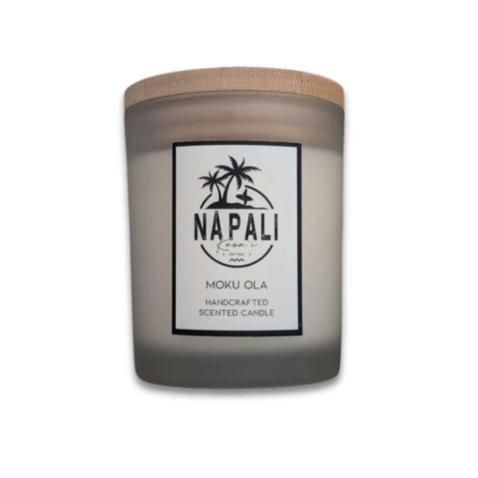 image 1 of NĀ PALI Handcrafted Hawaiian Candle | Crackling Wick | MOKU OLA | Coconut Island White | One Size